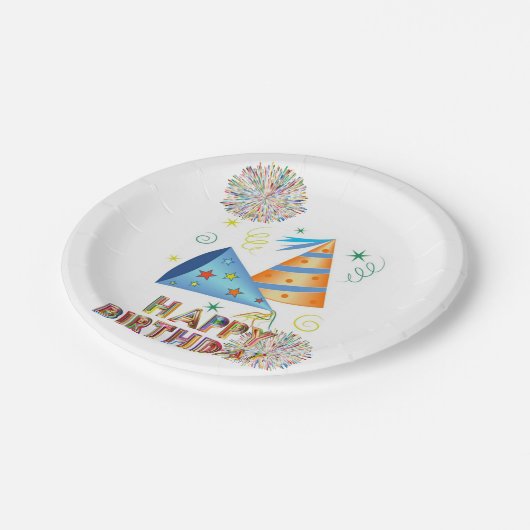 Teller, glücklich zum Geburtstag Pappteller (Schrägansicht)