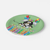 Teller, glücklich zum Geburtstag, Pinguinkerzen Pappteller (Schrägansicht)