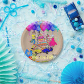 Teller, glücklich zum Geburtstag über dem Hügel Pappteller (Party)