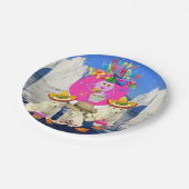 Teller, glücklicher Geburtstagskarinebär Pappteller (Schrägansicht)