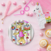 Teller, Graue und weiße Streifen Giraffe Geburtsta Pappteller (Party)