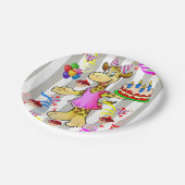 Teller, Graue und weiße Streifen Giraffe Geburtsta Pappteller (Schrägansicht)