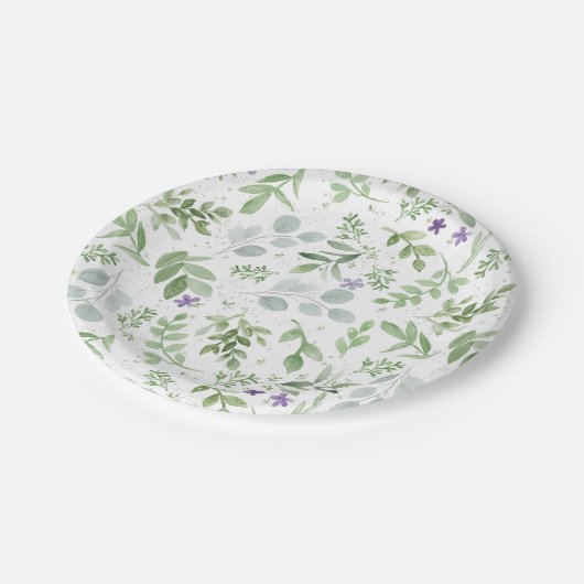 Teller - Grünpflanzen und Lavendel (Schrägansicht)