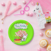 Teller, Happy Birthday Kaninchen Cake Pappteller (Party)