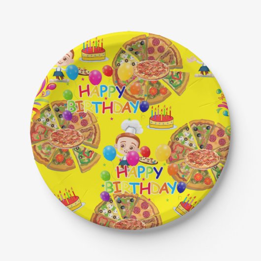 Teller, Happy Birthday Pizza Party Pappteller (Vorderseite)
