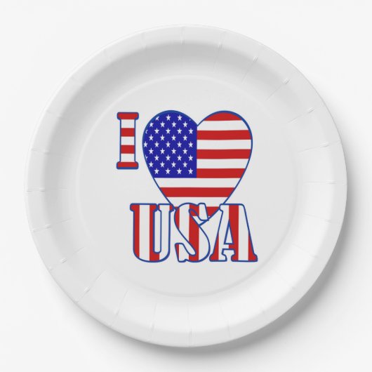 Teller/I Heart USA Pappteller (Vorderseite)