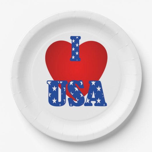 Teller/I Heart USA Pappteller (Vorderseite)