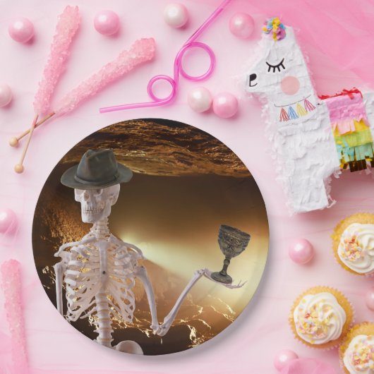 Teller, "Indy Bones Halloween Skelett" Pappteller (Party)