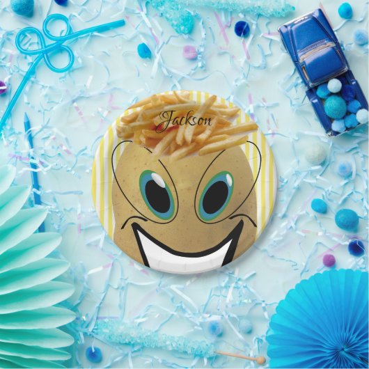 Teller, Kartoffeln, Pommes frites Streifen gelb Pappteller (Party)