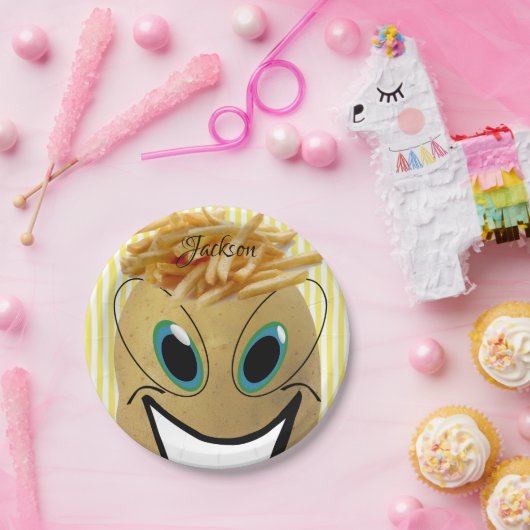 Teller, Kartoffeln, Pommes frites Streifen gelb Pappteller (Party)