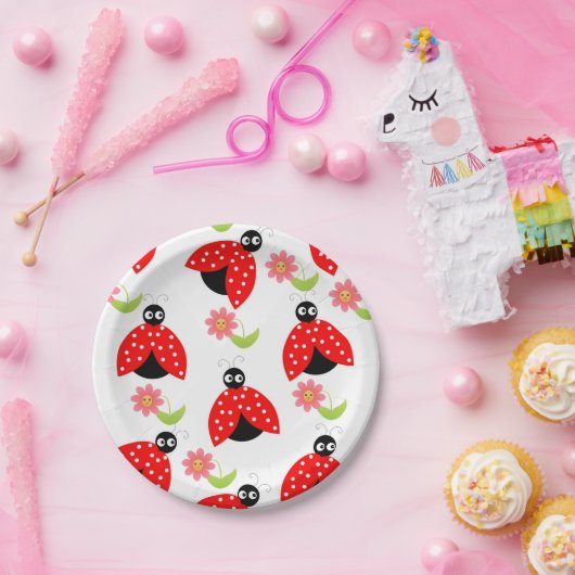 Teller, Ladybug-Blume Pappteller (Party)