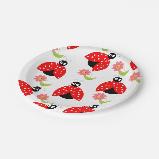 Teller, Ladybug-Blume Pappteller (Schrägansicht)