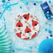 Teller, Ladybug Cupcake Floral Blume Pappteller (Party)