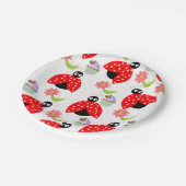 Teller, Ladybug Cupcake Floral Blume Pappteller (Schrägansicht)