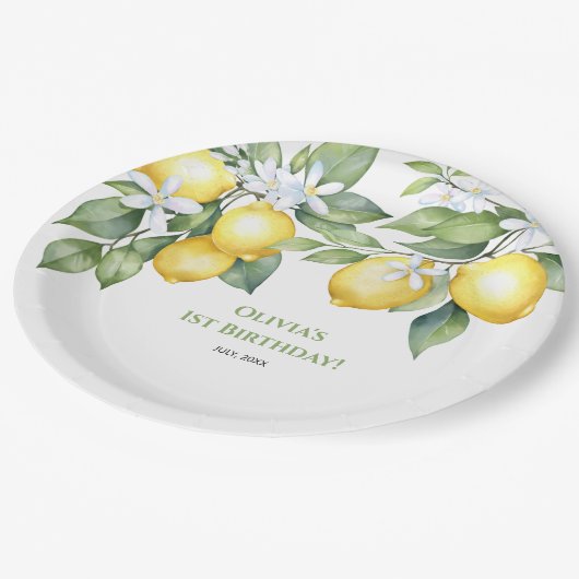 Teller Lemon Zitrus 1. Geburtstag. (Schrägansicht)