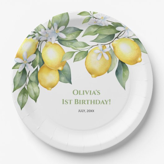Teller Lemon Zitrus 1. Geburtstag. (Vorderseite)