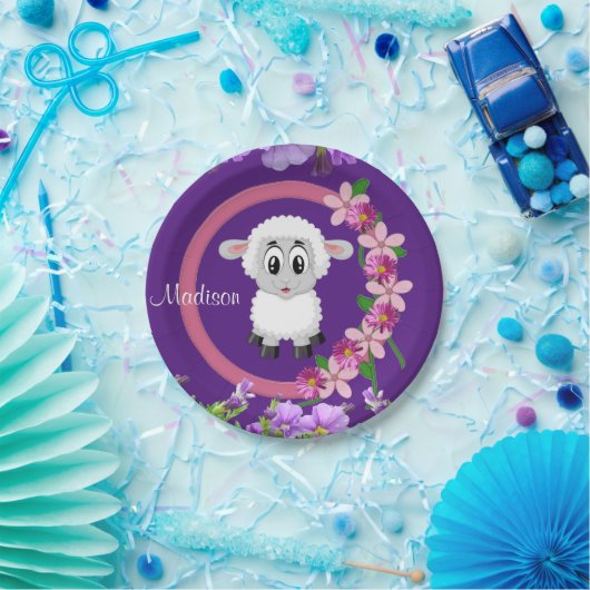 Teller, Lila Schafspilze Pappteller (Party)