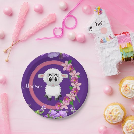 Teller, Lila Schafspilze Pappteller (Party)
