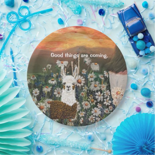 Teller Llama in den Gänsedaunen (Party)