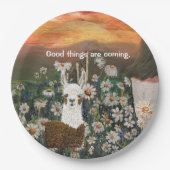 Teller Llama in den Gänsedaunen (Vorderseite)