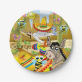 Teller, mexikanischer Mann Donkey Sun Bee Turtle Pappteller (Vorderseite)
