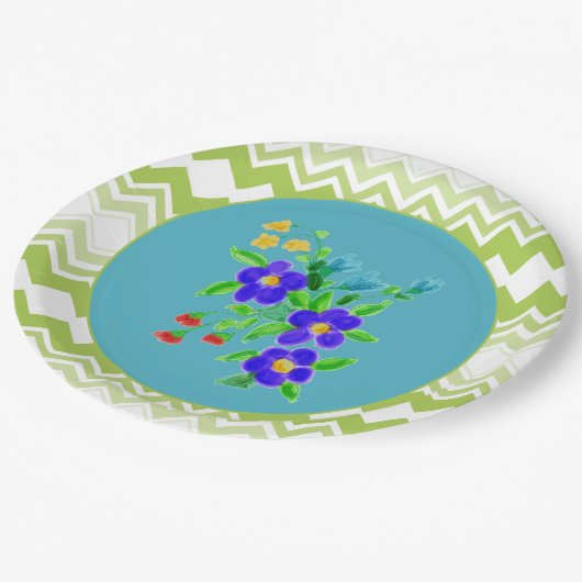 Teller mit Aquamarin und Limon (Schrägansicht)