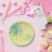 Teller mit blassgelbem Multicolor-Palmblätterblätt (Party)