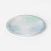 Teller mit blauem grünem Aquarell (Schrägansicht)