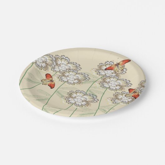 Teller mit digitalem Blumendesign (Schrägansicht)