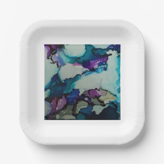 Teller mit farbenfrohen Aquarellfarben (Vorderseite)