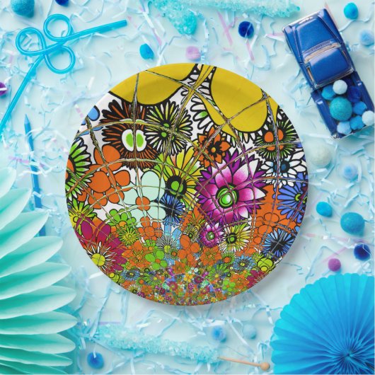 Teller mit farbenfrohen Blumenmuster (Party)