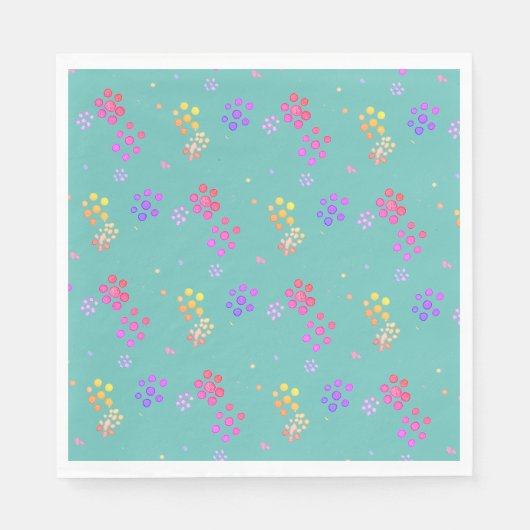 Teller mit farbigen Blumenblättern Serviette (Vorderseite)