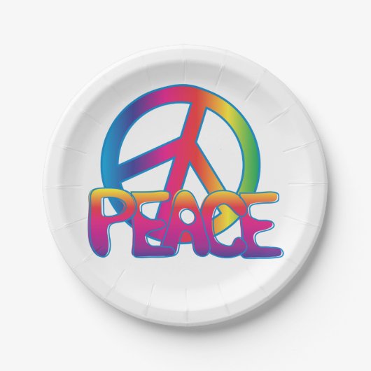 Teller mit farbigen Friedenssymbol (Vorderseite)