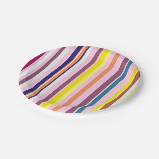 Teller mit farbigen vertikalen Streifen (Schrägansicht)