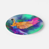 Teller mit Farbpapagewein (Schrägansicht)