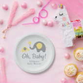 Teller mit gelben und grauen Elefanten-Babydusche (Party)