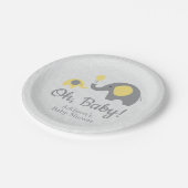 Teller mit gelben und grauen Elefanten-Babydusche (Schrägansicht)