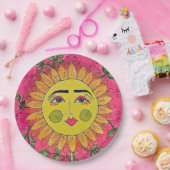 Teller mit gestrichenen Sonnenblumenblumen (Party)