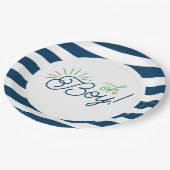 Teller mit Navy- und White Stripe-Baby-Dusche (Schrägansicht)