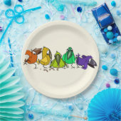 Teller mit Sonderfarben und sonnigen Vögeln  (Party)