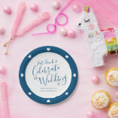 Teller mit weißer Schrift und blauem Herz (Party)