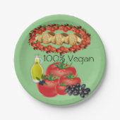 Teller, Olivenöl, Tomaten, 100% Vegan Pappteller (Vorderseite)