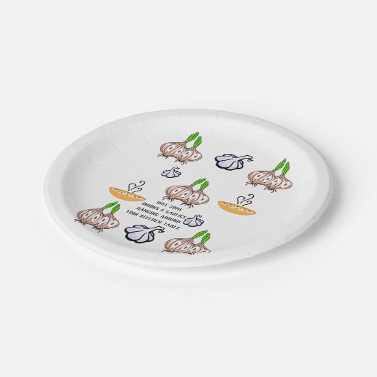 Teller Onions Knoblauchküche Kochen (Schrägansicht)