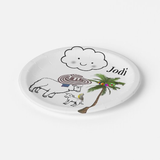 Teller, Palme der Schaftwolken Pappteller (Schrägansicht)