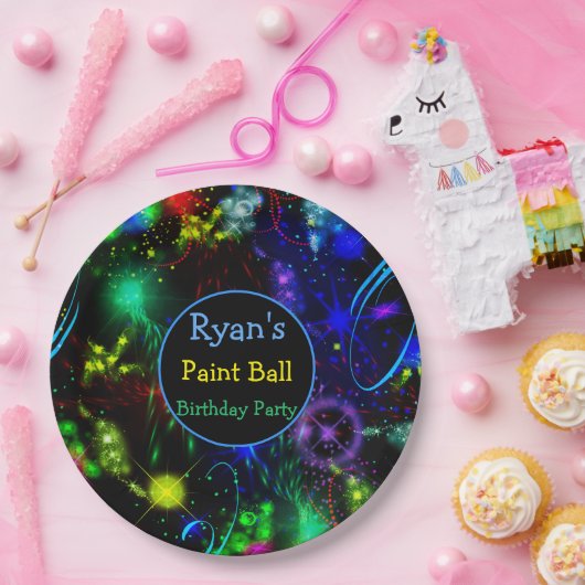 Teller Papier Bright Neon Paint Spritzer Paint Bal (Party)