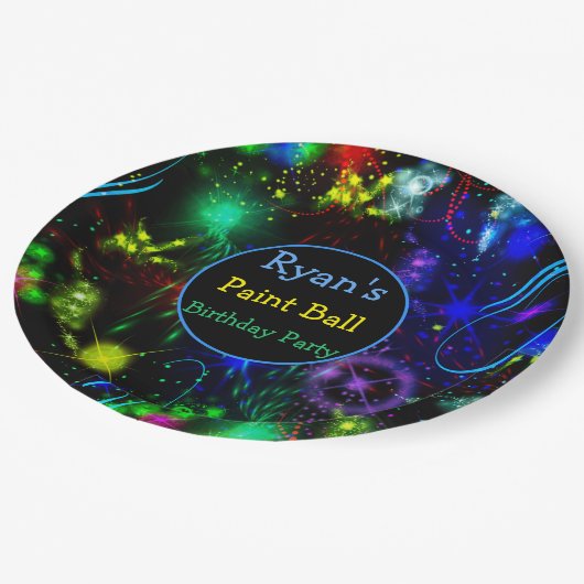 Teller Papier Bright Neon Paint Spritzer Paint Bal (Schrägansicht)