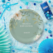 Teller Papier Silver Sage Eukalyptus Weiße Blume (Party)