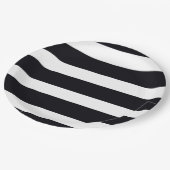 Teller Papierplatte 9" Schwarz-Weiß Streifen (Schrägansicht)