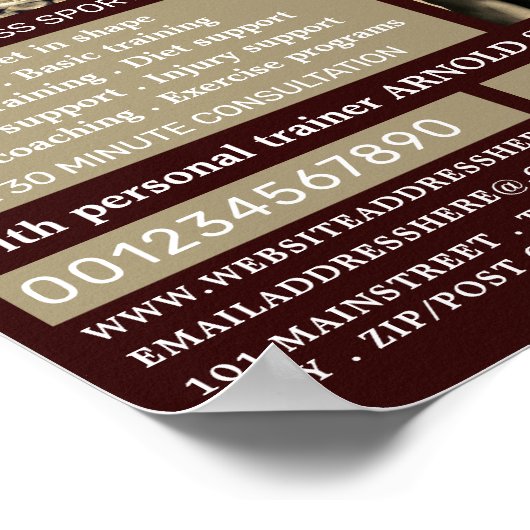 Teller, Personal Trainer, Gymnastikwerbung Poster (Ecke)