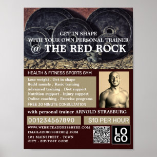 Teller, Personal Trainer, Gymnastikwerbung Poster